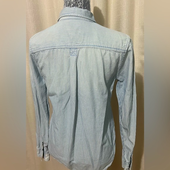 American Eagle Striped Denim Button up Shirt - Picture 2 of 7